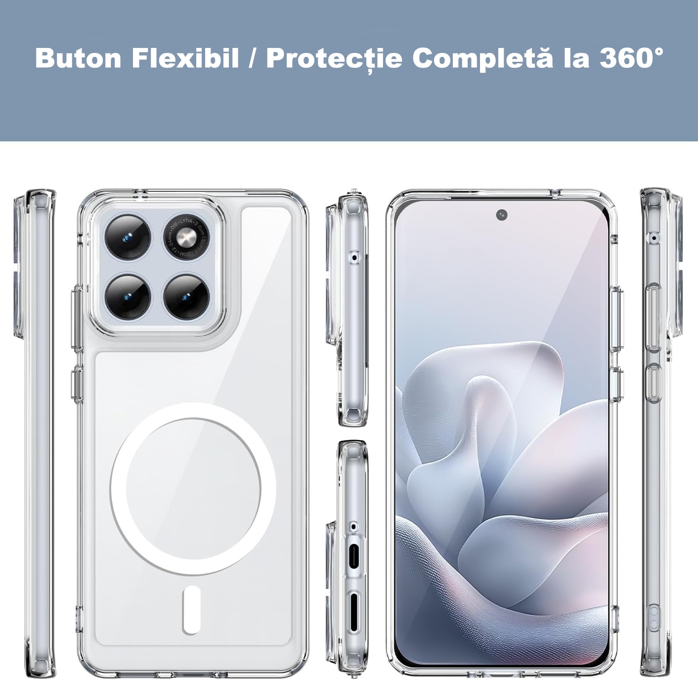 Husa MagSafe Compatibil cu Motorola Moto Edge 70 Fusion, MOGU, Carcasa din PC Rezistenta pentru Partea din Spate, Margini din TPU Rezistente la Socuri, Husa de Protectie de Nivel Militar, Husa Magnetica si Anti-ingalbenire, Transparenta