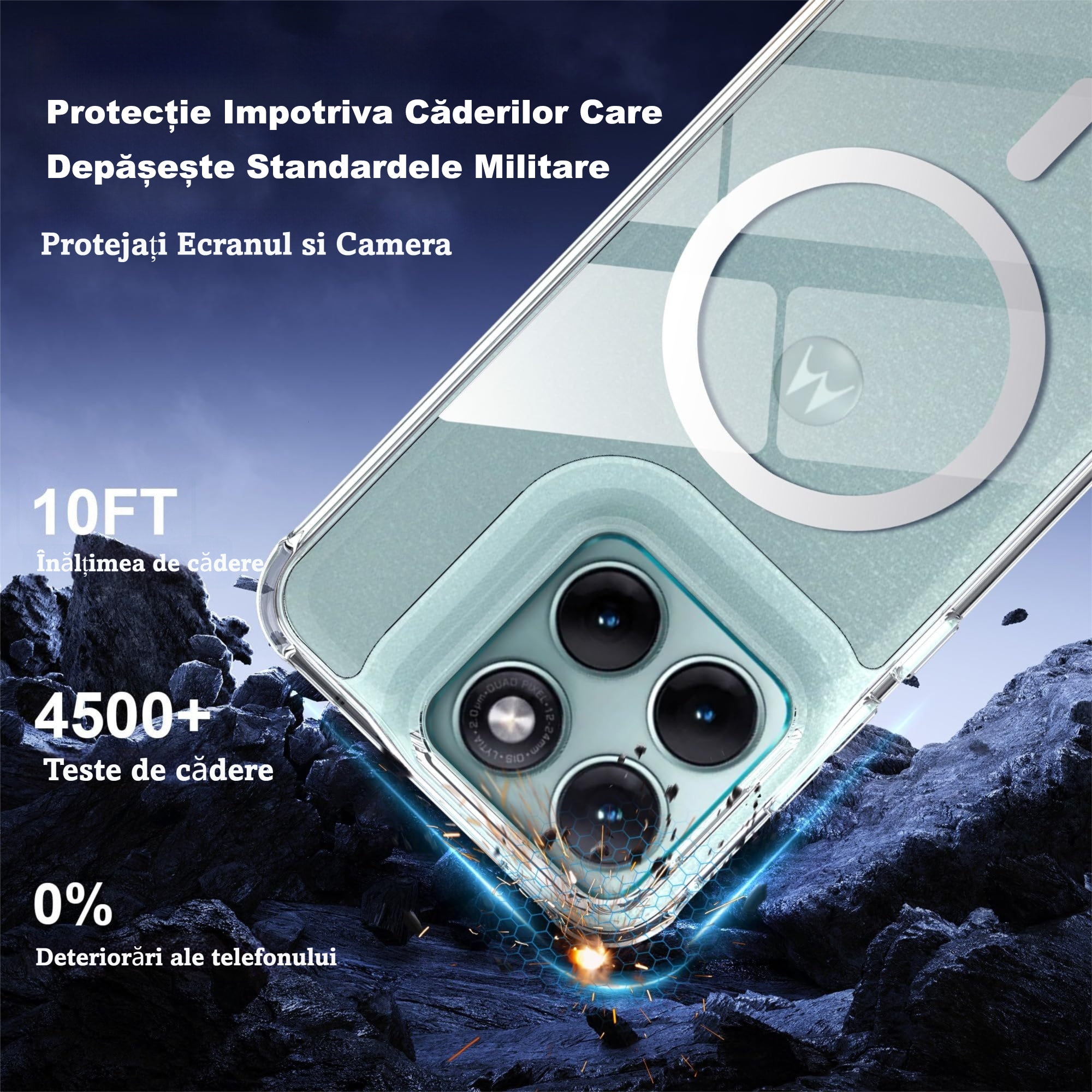 Husa MagSafe Compatibil cu Motorola Moto Edge 70 Fusion, MOGU, Carcasa din PC Rezistenta pentru Partea din Spate, Margini din TPU Rezistente la Socuri, Husa de Protectie de Nivel Militar, Husa Magnetica si Anti-ingalbenire, Transparenta