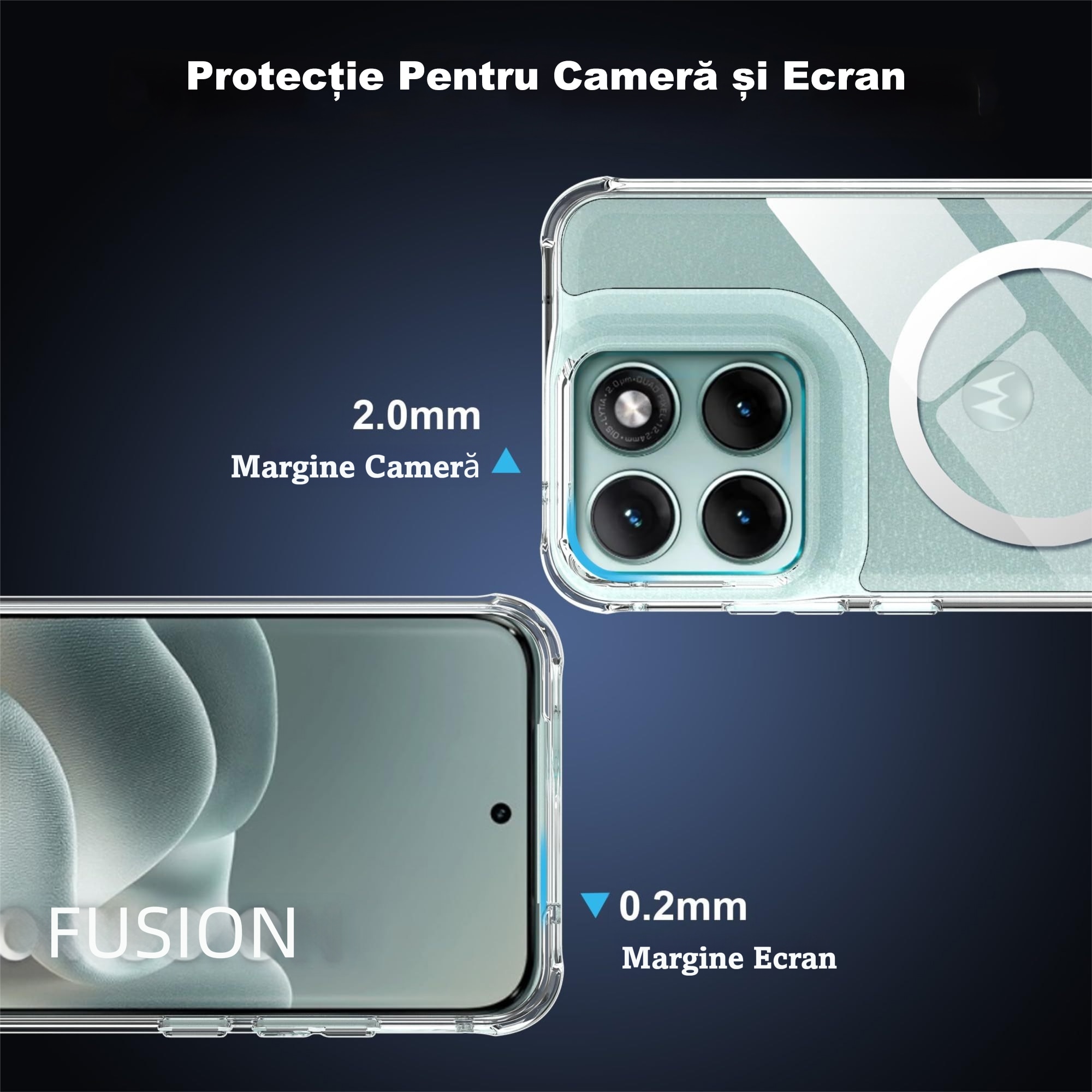 Husa MagSafe Compatibil cu Motorola Moto Edge 70 Fusion, MOGU, Carcasa din PC Rezistenta pentru Partea din Spate, Margini din TPU Rezistente la Socuri, Husa de Protectie de Nivel Militar, Husa Magnetica si Anti-ingalbenire, Transparenta