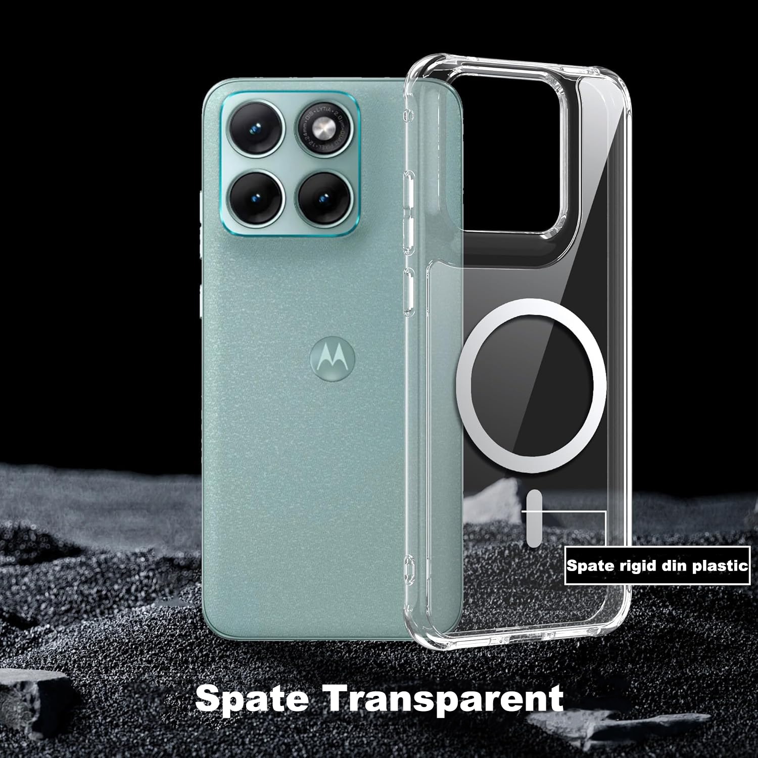 Husa MagSafe Compatibil cu Motorola Moto Edge 70 Fusion, MOGU, Carcasa din PC Rezistenta pentru Partea din Spate, Margini din TPU Rezistente la Socuri, Husa de Protectie de Nivel Militar, Husa Magnetica si Anti-ingalbenire, Transparenta