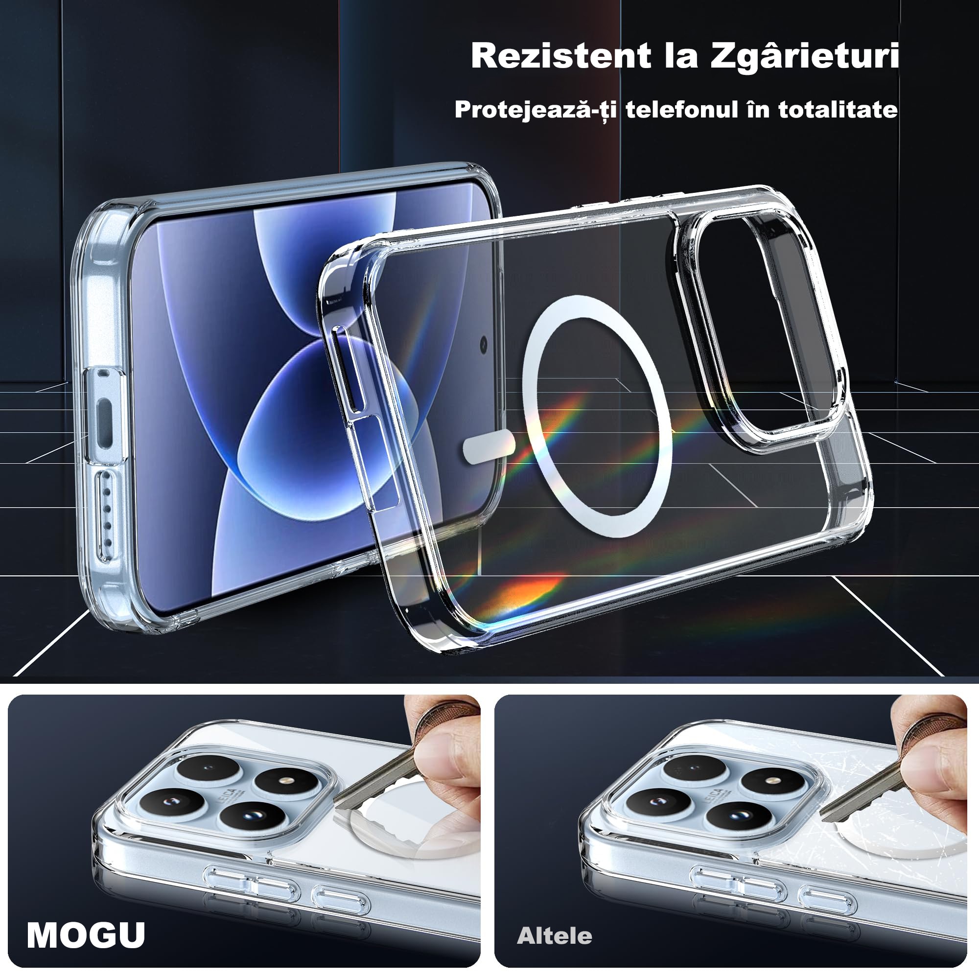 Husa de Protectie compatibila cu Xiaomi 17, MOGU, Carcasa MagSafe, Incarcare Wireless, Margini Ridicate pentru Protectia Ecranului, Decupaje Precise, Rezistenta la impact, TPU, Transparenta