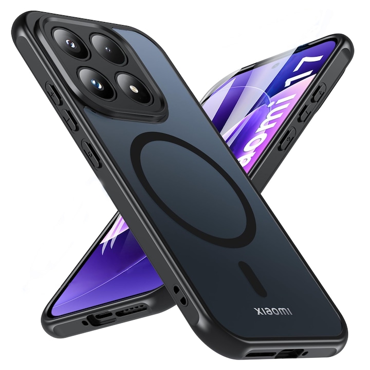 Husa Magnetica de Protectie Compatibila cu Xiaomi 17, MOGU, Carcasa MagSafe, Incarcare Wireless, Rezistenta la impact, Decupaje Precise, Protectie La Camera, Colturi Intarite, spate Rigid Mat Translucid + Margine Moale din TPU, Negru