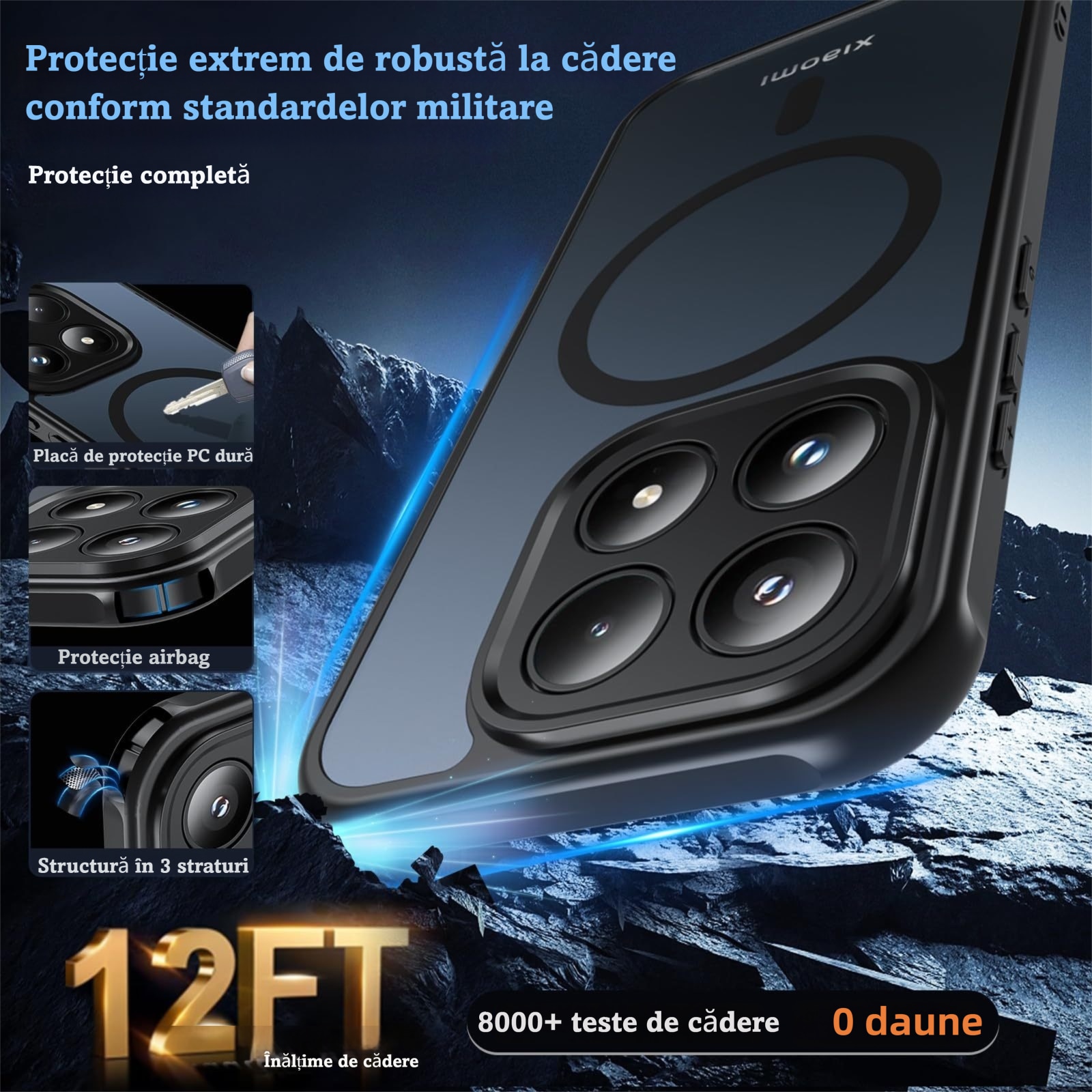 Husa Magnetica de Protectie Compatibila cu Xiaomi 17, MOGU, Carcasa MagSafe, Incarcare Wireless, Rezistenta la impact, Decupaje Precise, Protectie La Camera, Colturi Intarite, spate Rigid Mat Translucid + Margine Moale din TPU, Negru