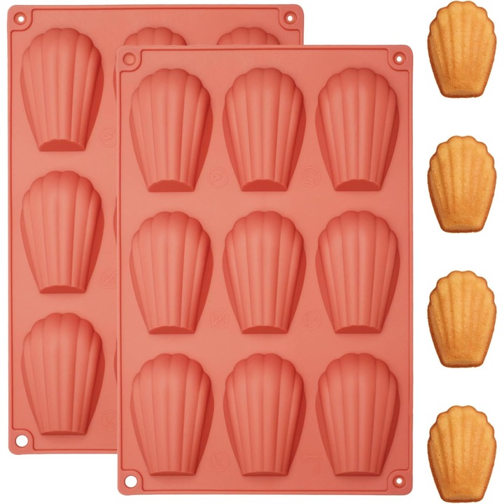 Set 2 forme silicon, 9 cavitati, coaja 3D, neaderent, 27x18cm