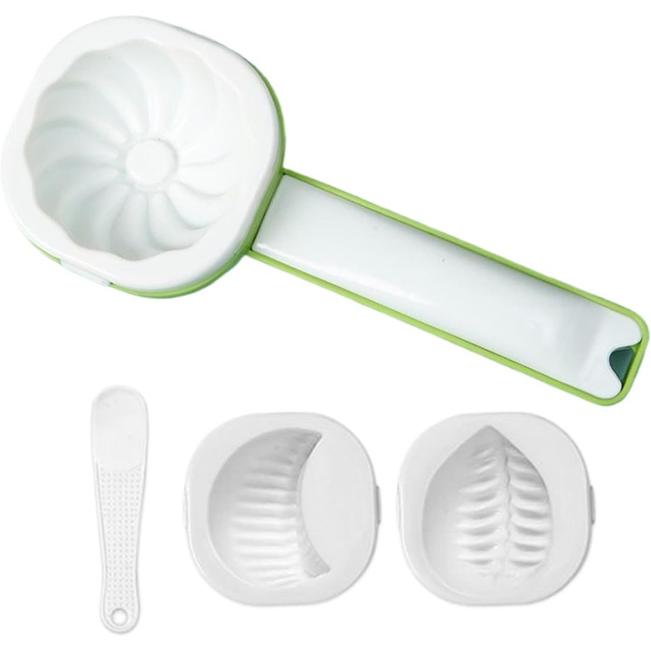 Matrita/forma pentru bao si ravioli, cu strat antiaderent, manuala cu eliberare usoara, alb/verde, 21.5 x 9 x 3 cm, 1 buc