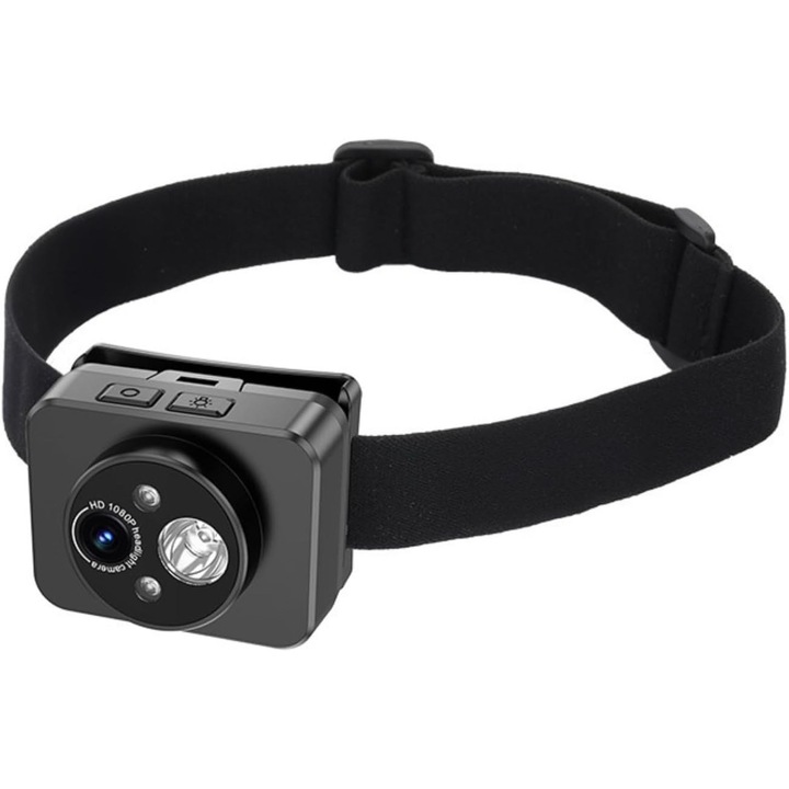 Camera frontala 1080P, camera de actiune, senzor 2.0MP, unghi reglabil 45°, LED cu detectare prin gest, inregistrare H.264 MP4, incarcare rapida, Negru, 1 buc