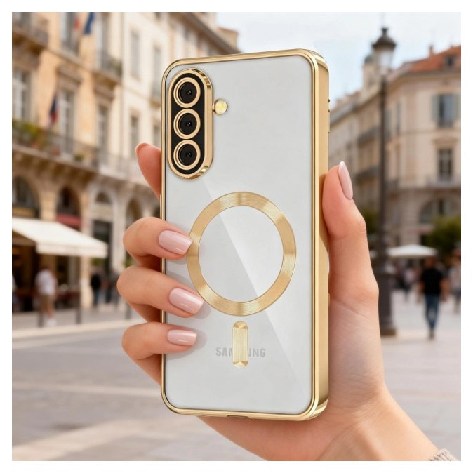 Husa Upzz® Electro Magsafe, Compatibila Cu Samsung Galaxy A27 5G, Functie Magsafe, Protectie La Camera Din Sticla, Rama - Roz