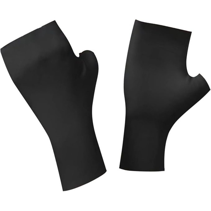 Manusi fara degete din microfibra elastica, protectie UV, respirabile cu palma ventilata si prindere optima, Negru, Marime unica