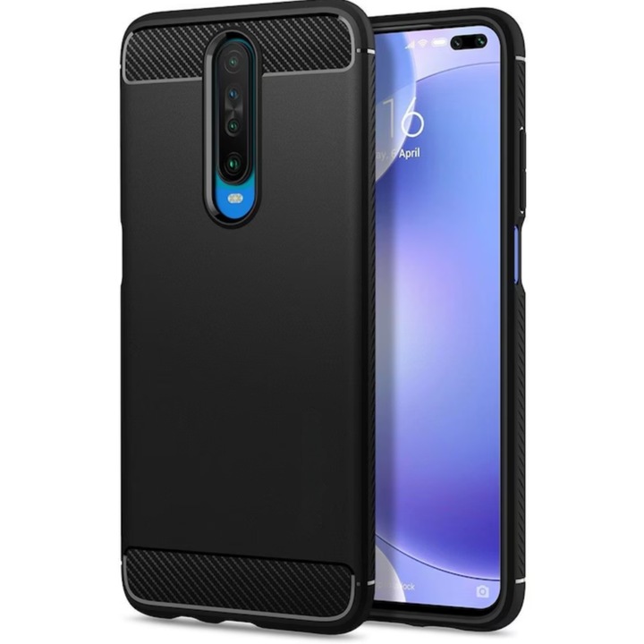 Husa Carbon Resistance Xiaomi Poco X2 / Redmi K30 készülékhez, A-Leg Ütésálló Optimalizálás, Hosszú Távú Tok, Fekete
