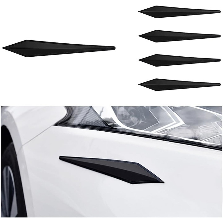 Banda protectie portiera auto / protector margine, PVC gros 3D cu amortizare si absorbtie socuri, adeziv dublu rezistent la apa si UV, Negru, Set 5 bucati (1 x 23.5x3.5 cm, 4 x 15x2.5 cm)