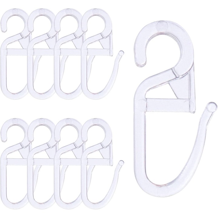 Set 120 carlige transparente pentru perdele, ochi 6mm, plastic, universal