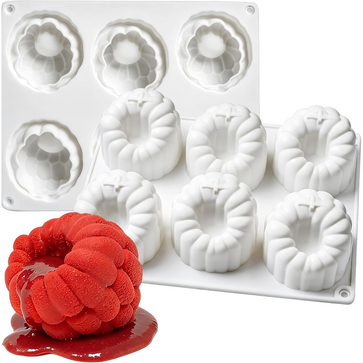 Forma silicon zmeura 3D, 6 cavitati, flexibila, 6.4x6.4cm