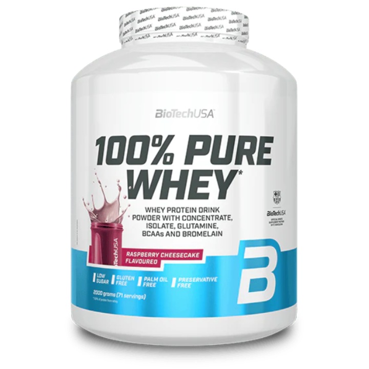 Proteina, Biotech Usa, 100% Pure Whey, Cheesecake De Zmeura, 2Kg