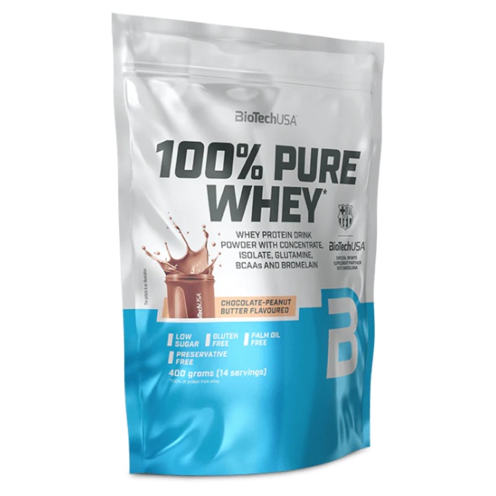 Proteina, Biotech Usa, 100% Pure Whey, Mogyoróvajas Csokoládé, 400gr