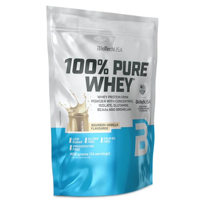 Proteina, Biotech Usa, 100% Pure Whey, Vanilie Bourbon, 400gr
