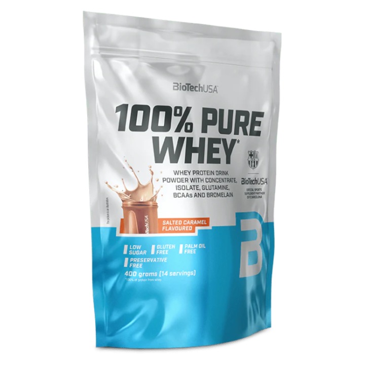 Proteina, Biotech Usa, 100% Pure Whey, Sós Karamell, 400gr
