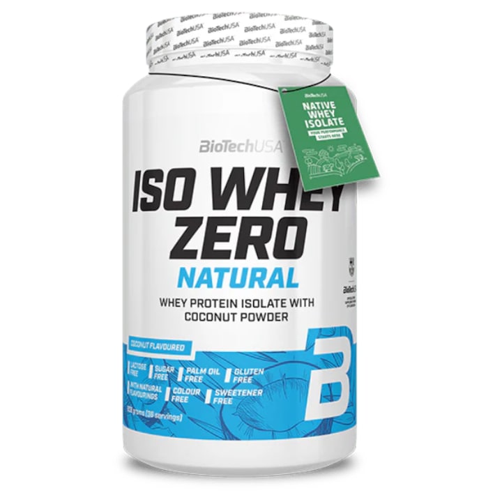 Proteina, Biotech Usa, Iso Whey Zero Natural, Nuca De Cocos, 908gr