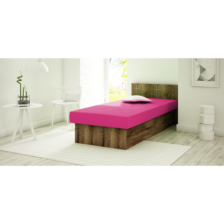 KIER BERTA kárpitozott ágy – modern hálószoba ágykeret, 80x190 cm – Rózsaszín, prémium minőség, saját összeszerelés