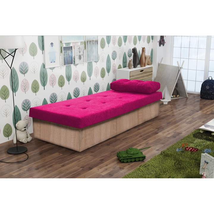 KIER BERTA kárpitozott ágy – modern hálószoba ágykeret, 80x190 cm – Rózsaszín, prémium minőség, saját összeszerelés