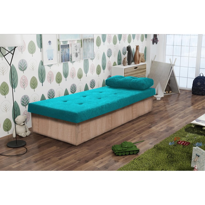 KIER BERTA kárpitozott ágy – modern hálószoba ágykeret, 80x190 cm – Kék, prémium minőség, saját összeszerelés