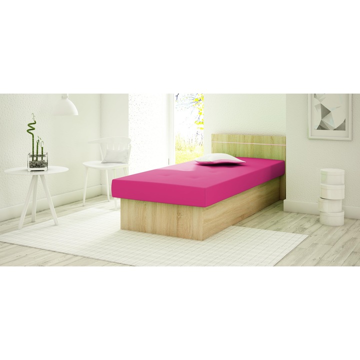 KIER BERTA kárpitozott ágy – modern hálószoba ágykeret, 80x190 cm – Rózsaszín, prémium minőség, saját összeszerelés