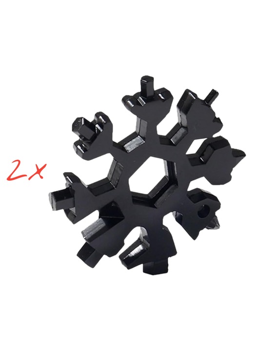 Mini kulcs -18 az 1-ben- fekete hópehely típus -2 db- csőkulcs/imbuszkulcs/általános csavarhúzó típus