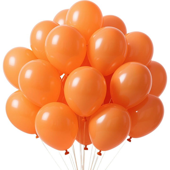 Szett 100 darab, természetes latex léggömbök, tartós, 30 cm, szalaggal, narancssárga