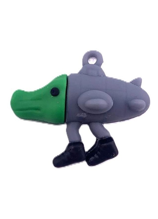 2 db-os szett. Szilikon kulcstartó, Dara, Brainrot Bombardiro Crocodilo figura, 4 cm, szürke/zöld