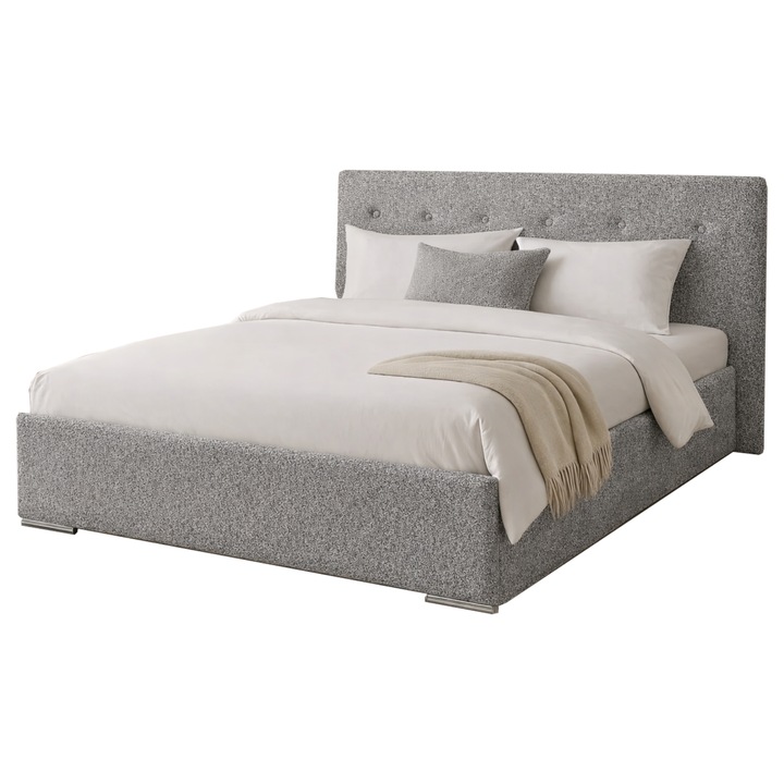 Kárpitozott ágy KIER MILA – modern hálószoba ágykeret, 180x206 cm – Sötétbarna, prémium minőség, önszerelés