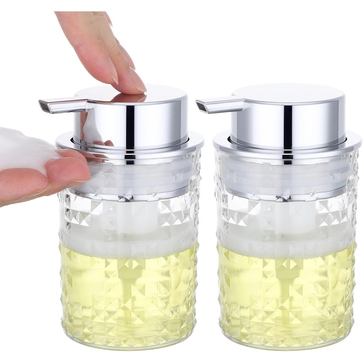 Habosító adagoló (dispenser), üres műanyag tartály 300 ml habpumpával, szappanadagoló, átlátszó, 2 darab