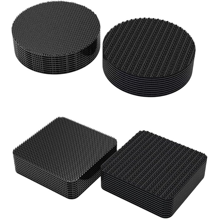 20 darabos készlet, kétoldalas öntapadós tépőzár, 5 x 5 cm, nylon és poliészter, tartós és újrafelhasználható, fekete, 10 pár