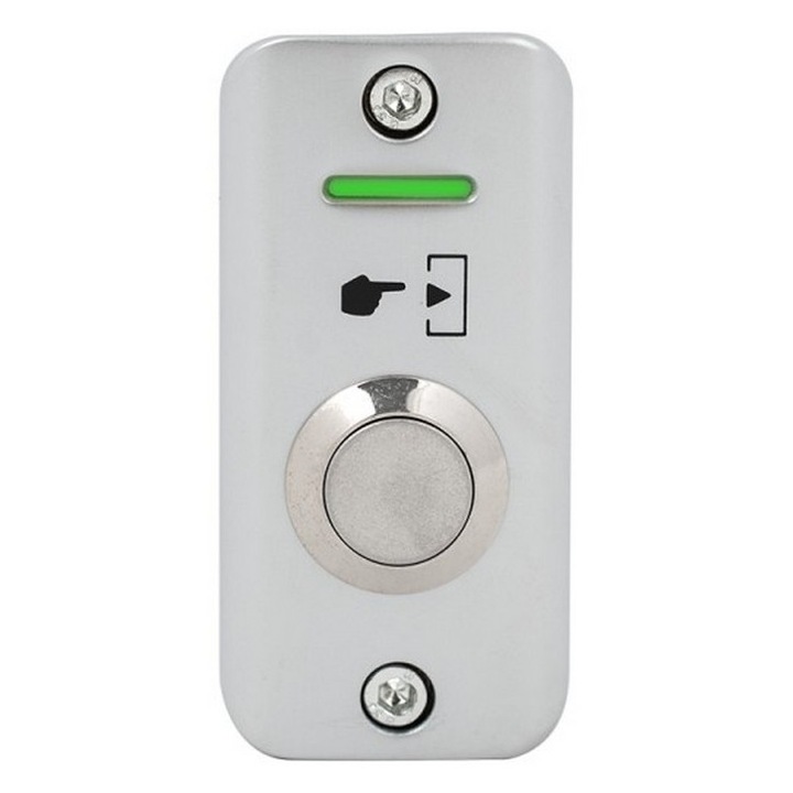 Buton de iesire, LED de semnalizare, montaj aplicat, IP56, aliaj de zinc, NO-COM, SMB-S001L