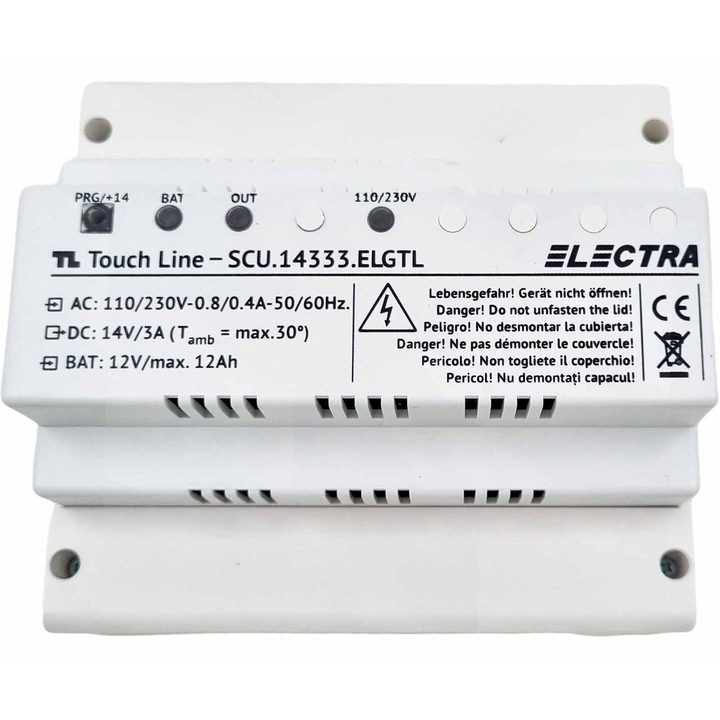 Sursa de alimentare pentru 2/3 familii Electra Touch Line, generatia 3, montaj sina DIN, alb, SCU.14333.ELGTL