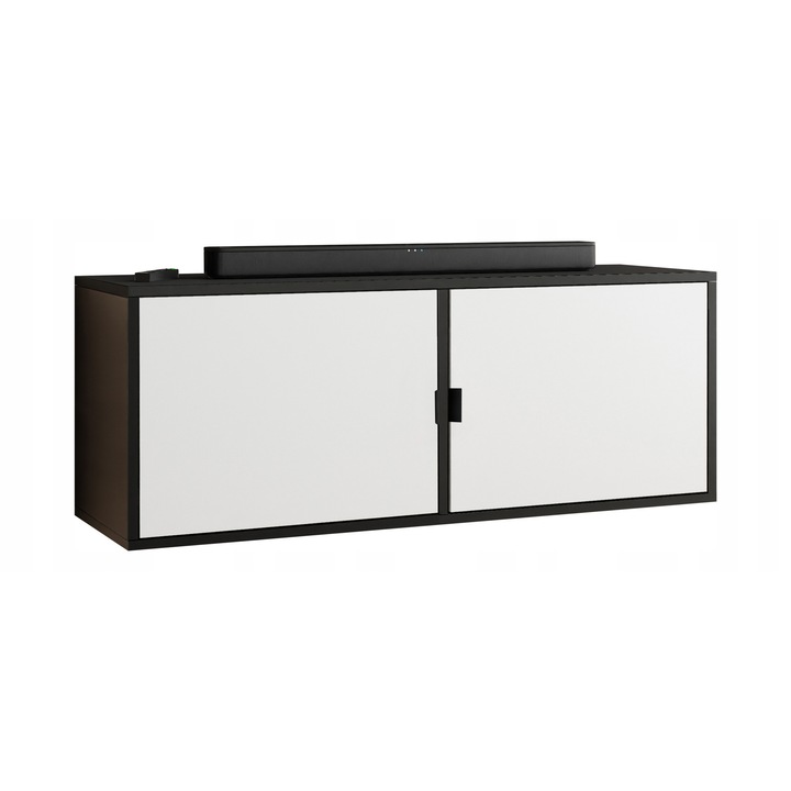 KIER LUNO 2 TV szekrény ajtókkal – laminált PAL nappali bútor, 104x42x38 cm – Fehér és Fekete, prémium minőség, saját összeszerelés