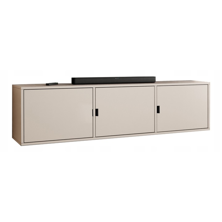 KIER LUNO 3 TV szekrény ajtókkal – laminált PAL nappali bútor, 156x42x38 cm – Fekete, prémium minőség, saját összeszerelés