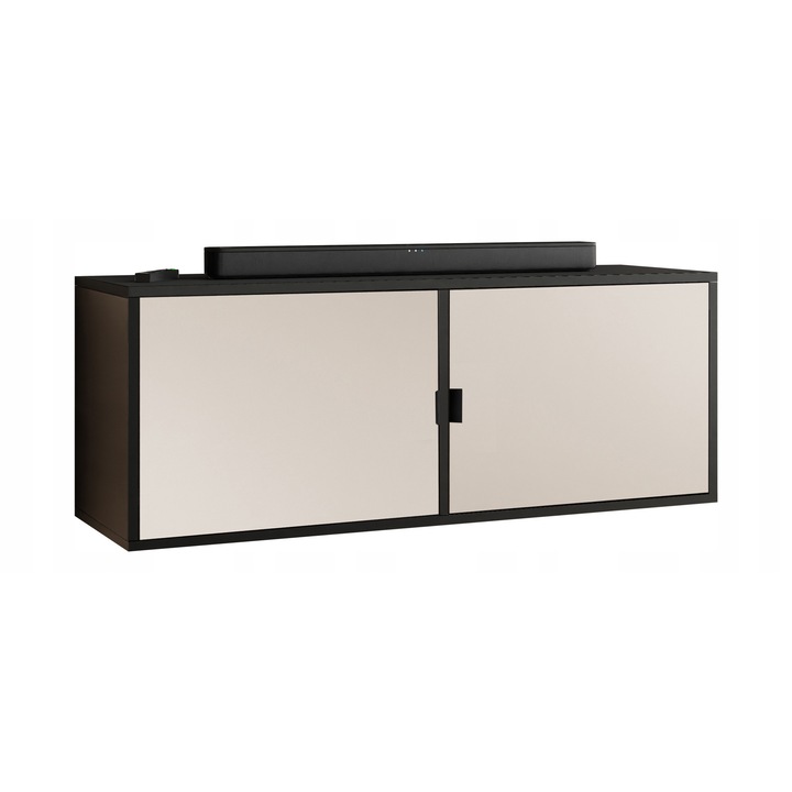 KIER LUNO 2 TV szekrény ajtókkal – laminált PAL nappali bútor, 104x42x38 cm – Fekete, prémium minőség, saját összeszerelés