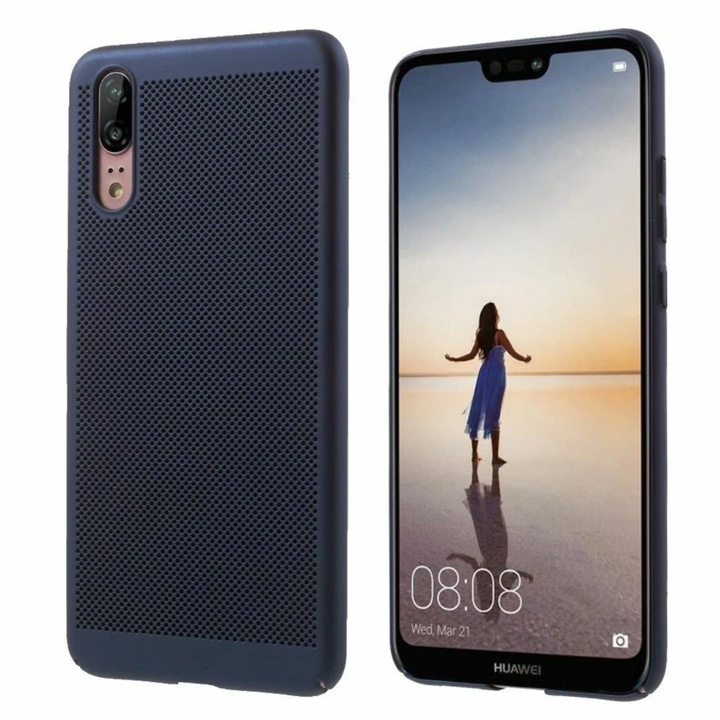 Husa Air Huawei P20-hoz, Super Air, Vezeték nélküli töltés, ellenálló, Optim Hybrid Protection Technology, Kék