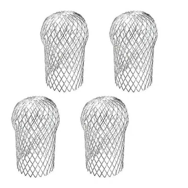 Set 4 bucati, filtre pentru jgheaburi si burlane, din aliaj de aluminiu, expandabile cu plasa flexibila, argintiu, diametru 8-10 cm, inaltime 15 cm