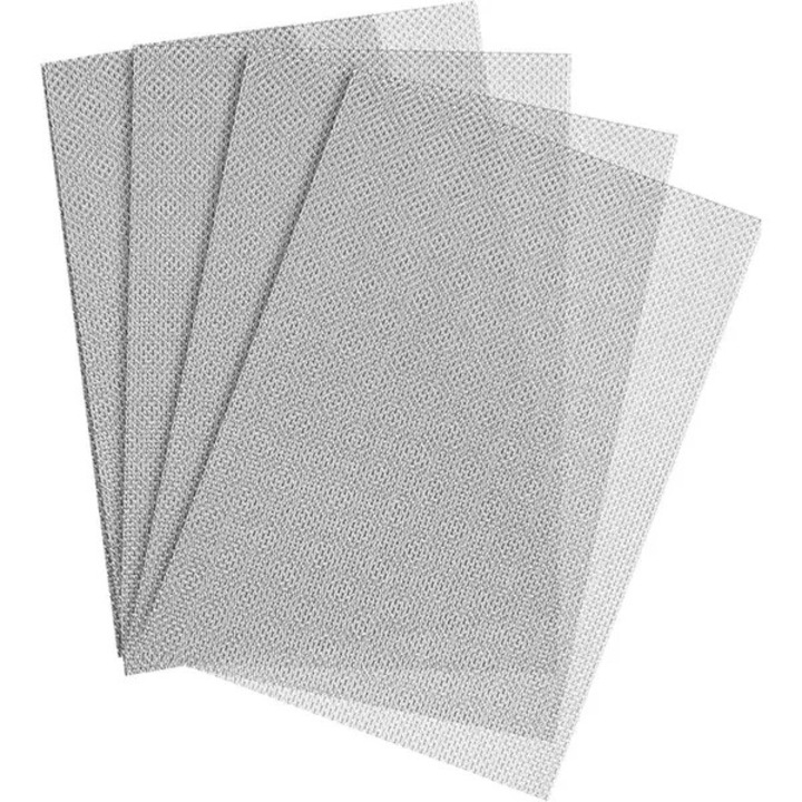 Set 4 bucati, plasa filtranta metalica 20 mesh, otel inoxidabil 304, deschidere aprox. 1 mm, fir 0.4 mm, rezistent la coroziune, usor de taiat si indoit, argintiu, 21 x 30 cm