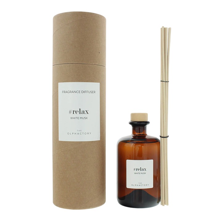 Olphactory, Relax White Musk, Parfümök üvegpalackkal, Aromadiffúzor ágacskákkal, 500 ml