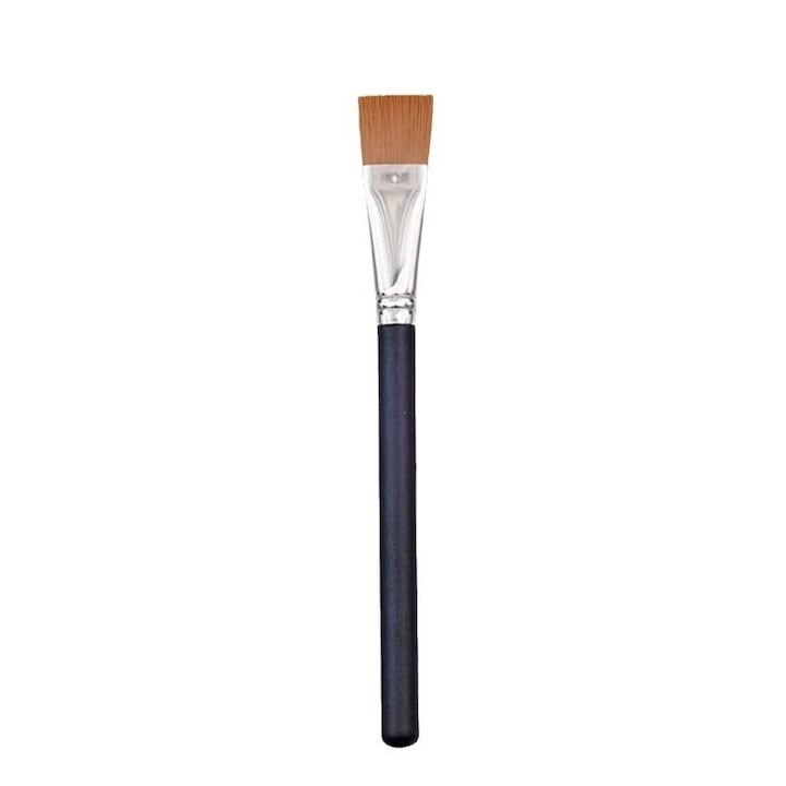 Pensula multifunctionala pentru pictura pe fata si corp, peri sintetici moi, varf plat pentru aplicare uniforma, maner ergonomic din plastic, reutilizabila, negru