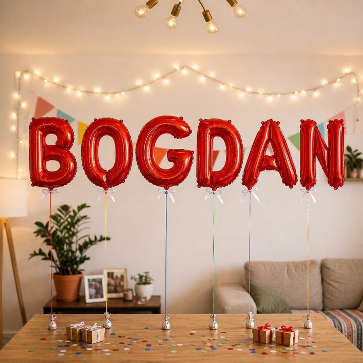 Метализирани фолиеви балони, Flippy, Комплект BOGDAN, Хелий или Въздух, Включена сламка, 40 см, Червен