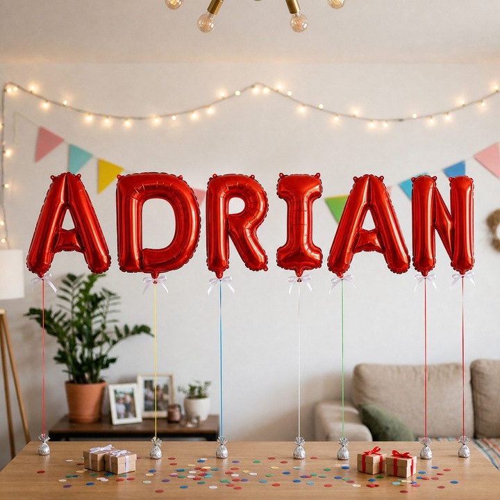 Метализирани фолиеви балони, Flippy, Комплект ADRIAN, Хелий или Въздух, Включена сламка, 40 см, Червен