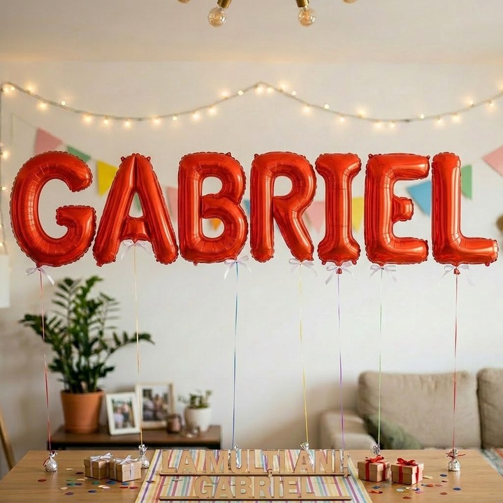 Метализирани фолиеви балони, Flippy, Комплект GABRIEL, Хелий или Въздух, Включена сламка, 40 см, Червен