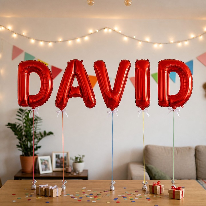 Метализирани фолиеви балони, Flippy, Комплект DAVID, Хелий или Въздух, Включена сламка, 40 см, Червен