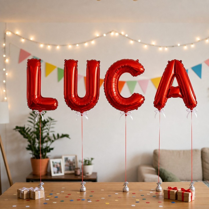 Метализирани фолиеви балони, Flippy, Комплект LUCA, Хелий или Въздух, Включена сламка, 40 см, Червен
