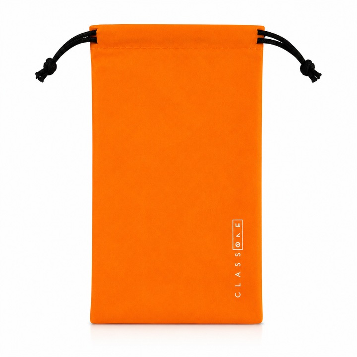 Husa pentru ochelari, cu snur, etui tip saculet, 17.5 x 9 cm, Portocalie