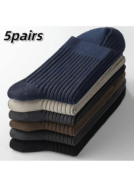 5 pár férfi zokni szett, középmagas, légáteresztő, többszínű, one-size
