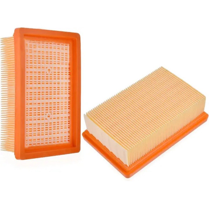 Set 2 filtre plate de inlocuire, pentru Karcher WD4, WD5, WD6, MV4, MV5, MV6, inclusiv WD5P/WD6P, pentru aspiratoare umed-uscat, inlocuieste 2.863-005.0, lavabil si reutilizabil, filtrare particule fine pana la 0.04 mm, portocaliu