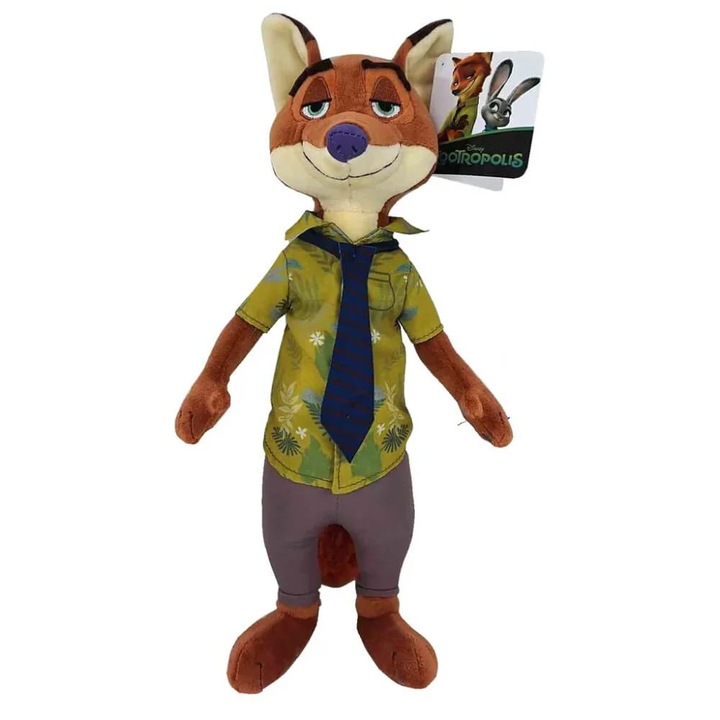 Plüss Játék Nick Wilde Zootopia, Disney Karakter, Ajándék Gyermekeknek, 38 cm, Barna